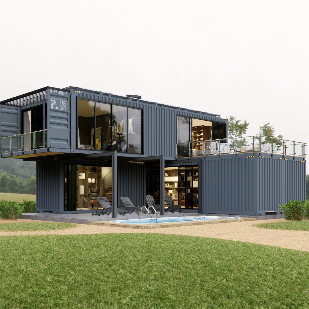 Container house plans – 2 bedrooms – 2 bathrooms – Digital PDF File