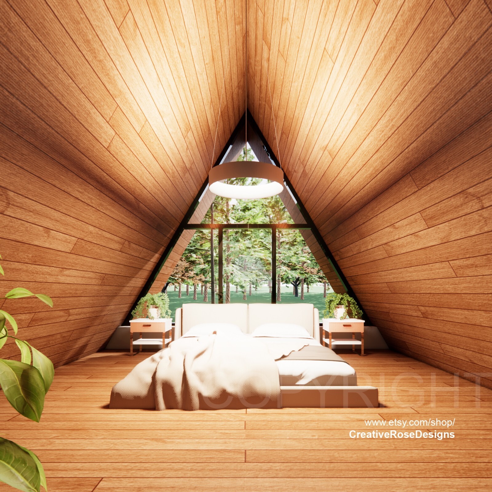 A Frame 22′ x 36′ Spacious Cabin House Design Plans – Drawings Blueprints