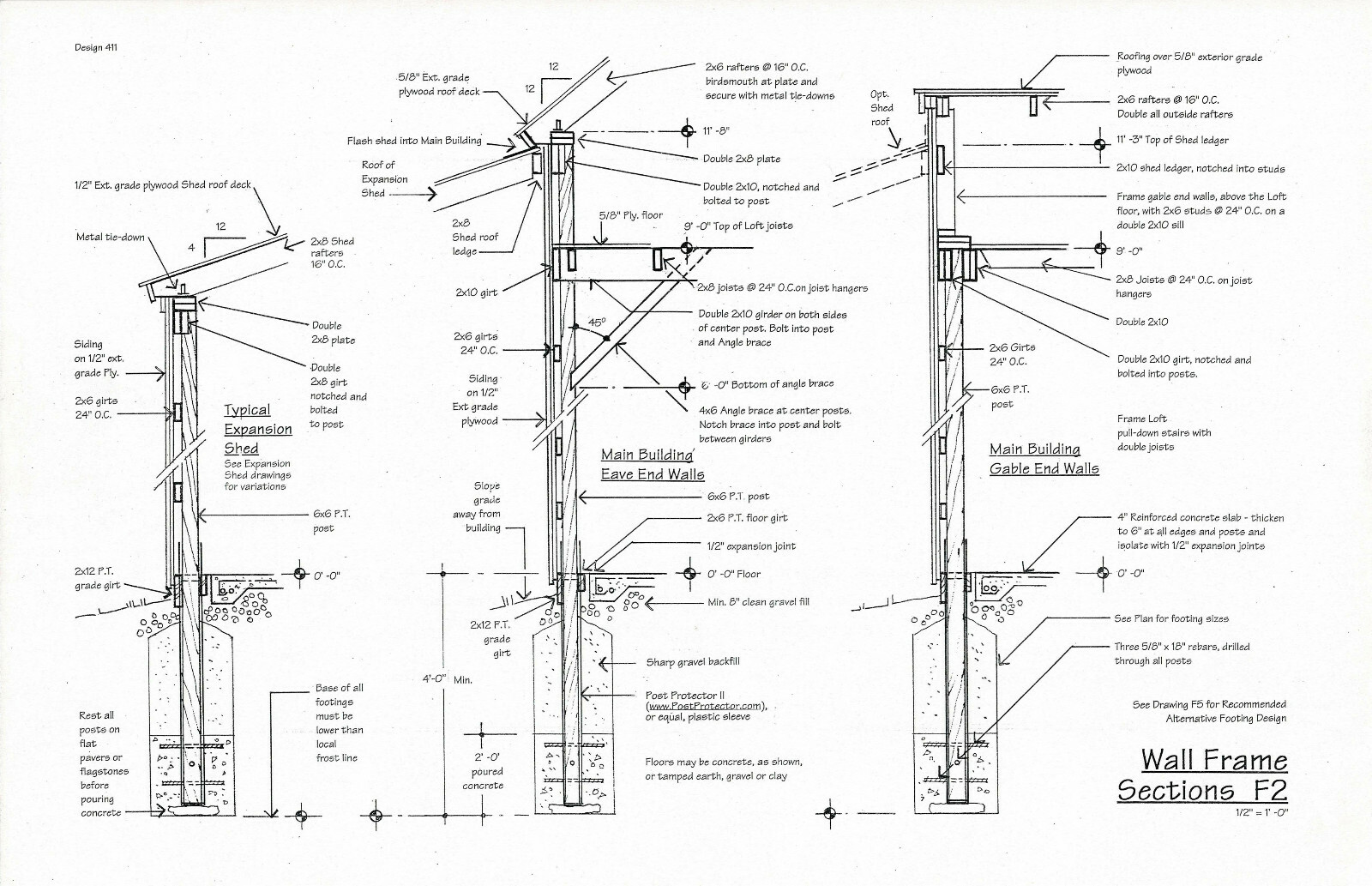Maple Car Barns with Lofts: 3 Complete Sets of Pole-Barn Plans (eB-411×3)