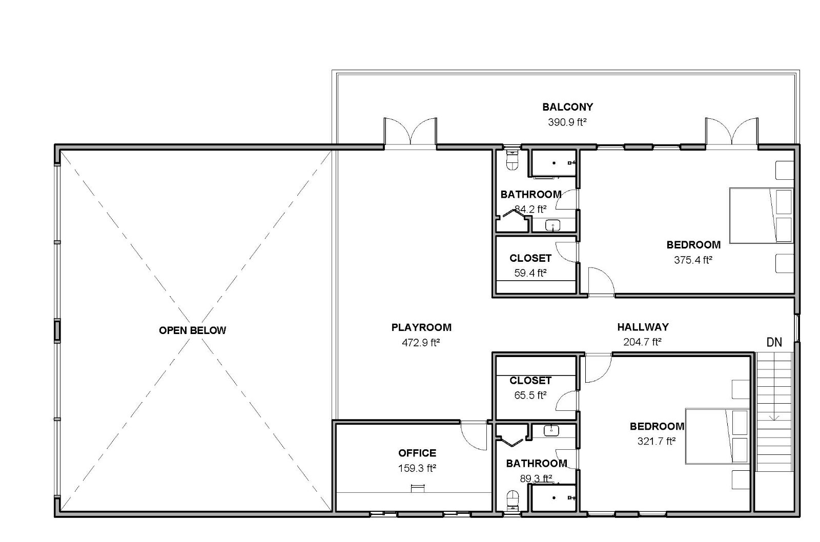 Barndominium, 3 Beds 3.5 Bath with balcony, 40’x80′ floor plan, (3200 SF) | PDF