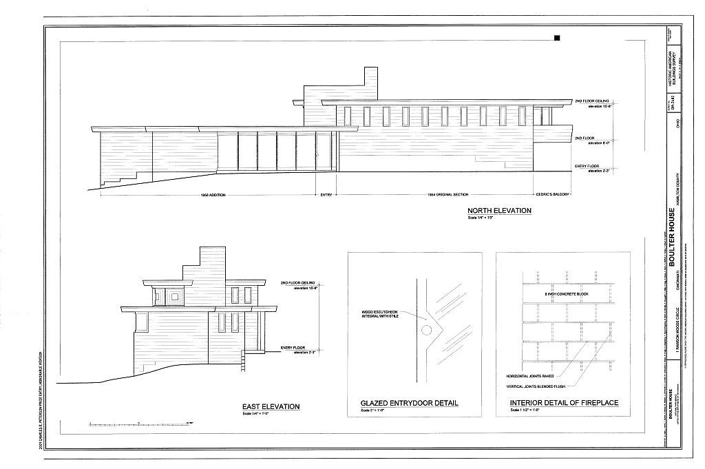 Frank Lloyd Wright, Midcentury Modern Boulter home, PRINTED architectural plans