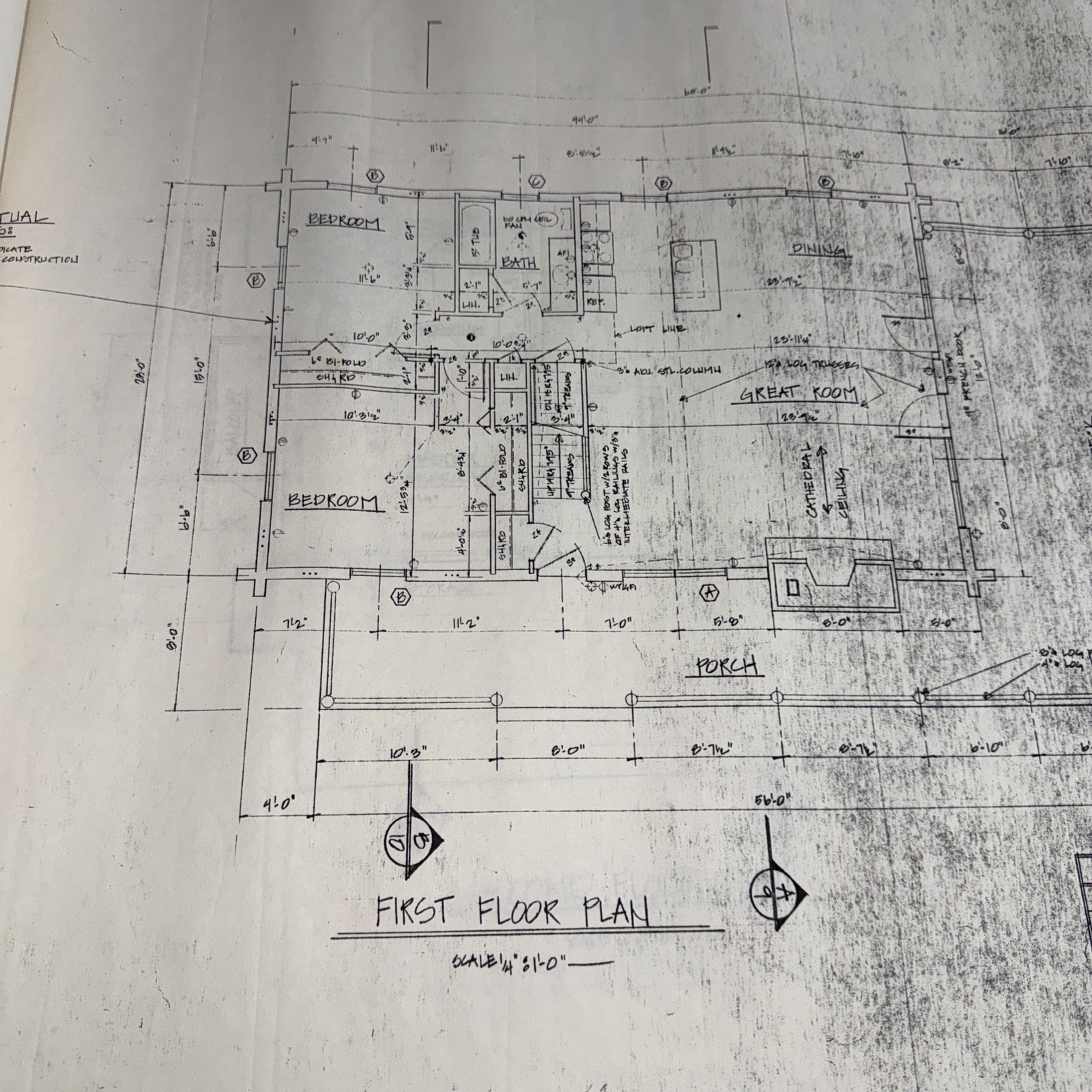 Vintage LOG HOME 44’x28’ w/Loft House Complete Set Of Blueprints Builder Plans