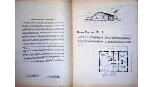 USDA Forest Service Designs for Low-Cost Wood Homes Booklet with Plans 1969