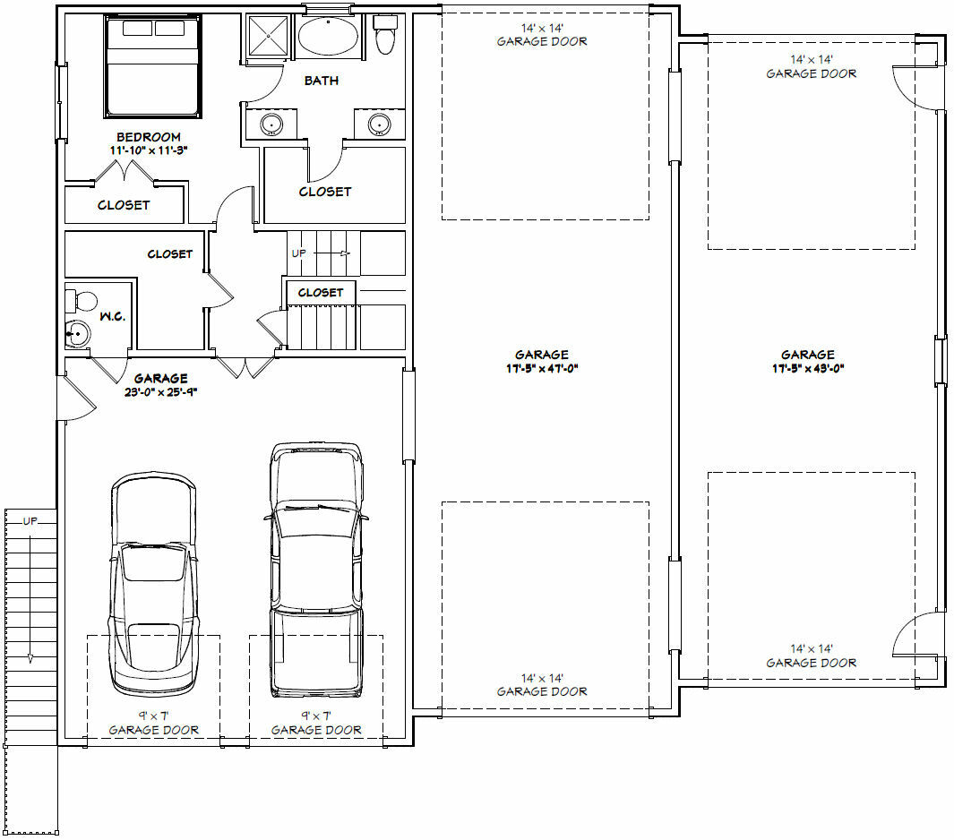 60×50 Apartment with 2-Car 2-RV Garage – PDF FloorPlan – 1,637 sqft – Model 2F