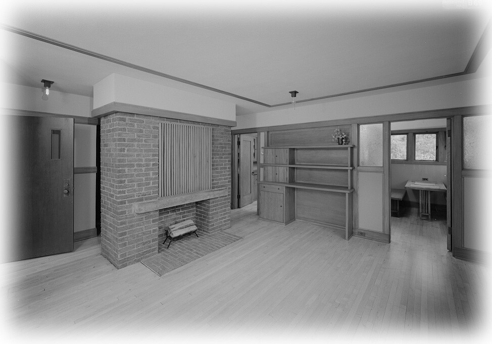 Frank Lloyd Wright, single story house plans, narrow lot, Prairie Style home