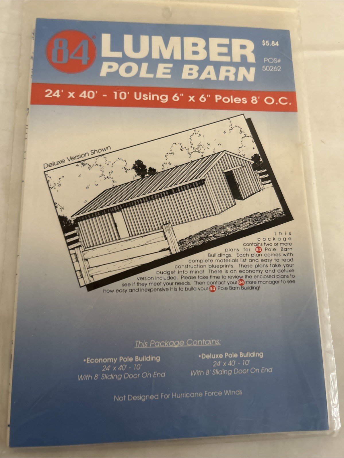 84 Lumber plans, lot of 2: 2-car garage, pole barn