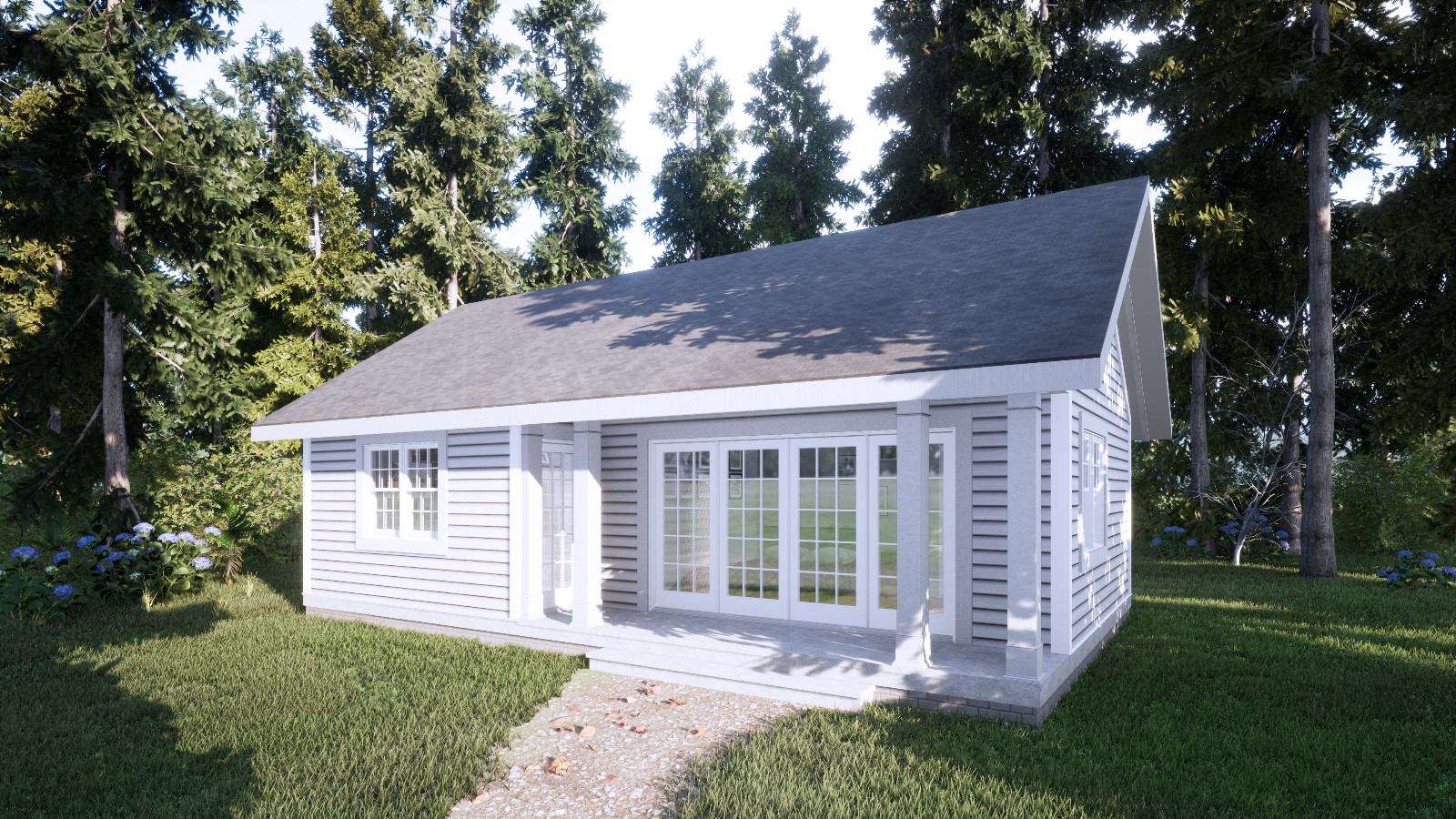 American Style Vacation Cabin House Plan with CAD file, 3D images,PDF Blueprints