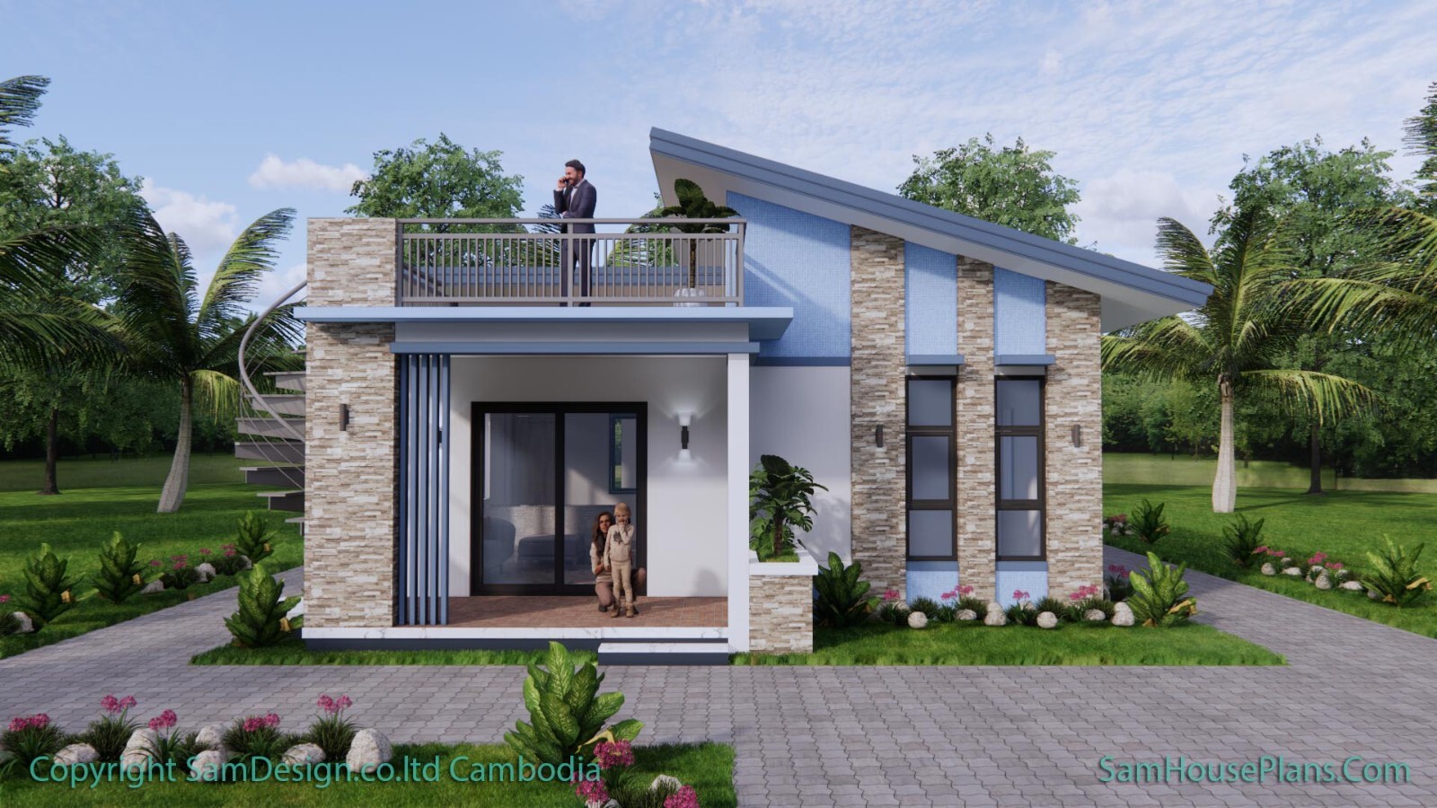 26×36 Small House Plan 8×11 Meter 2 Beds 2 Baths Small Shed (A4 Hard Copy)