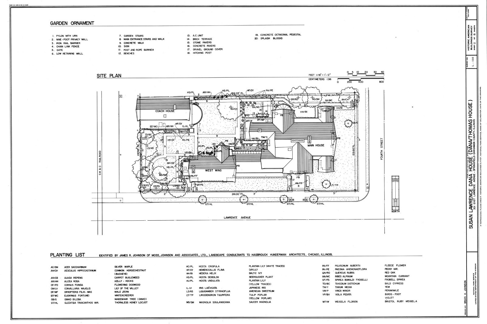 Frank Lloyd Wright’s Dana House Prairie Style home, detailed architectural plans