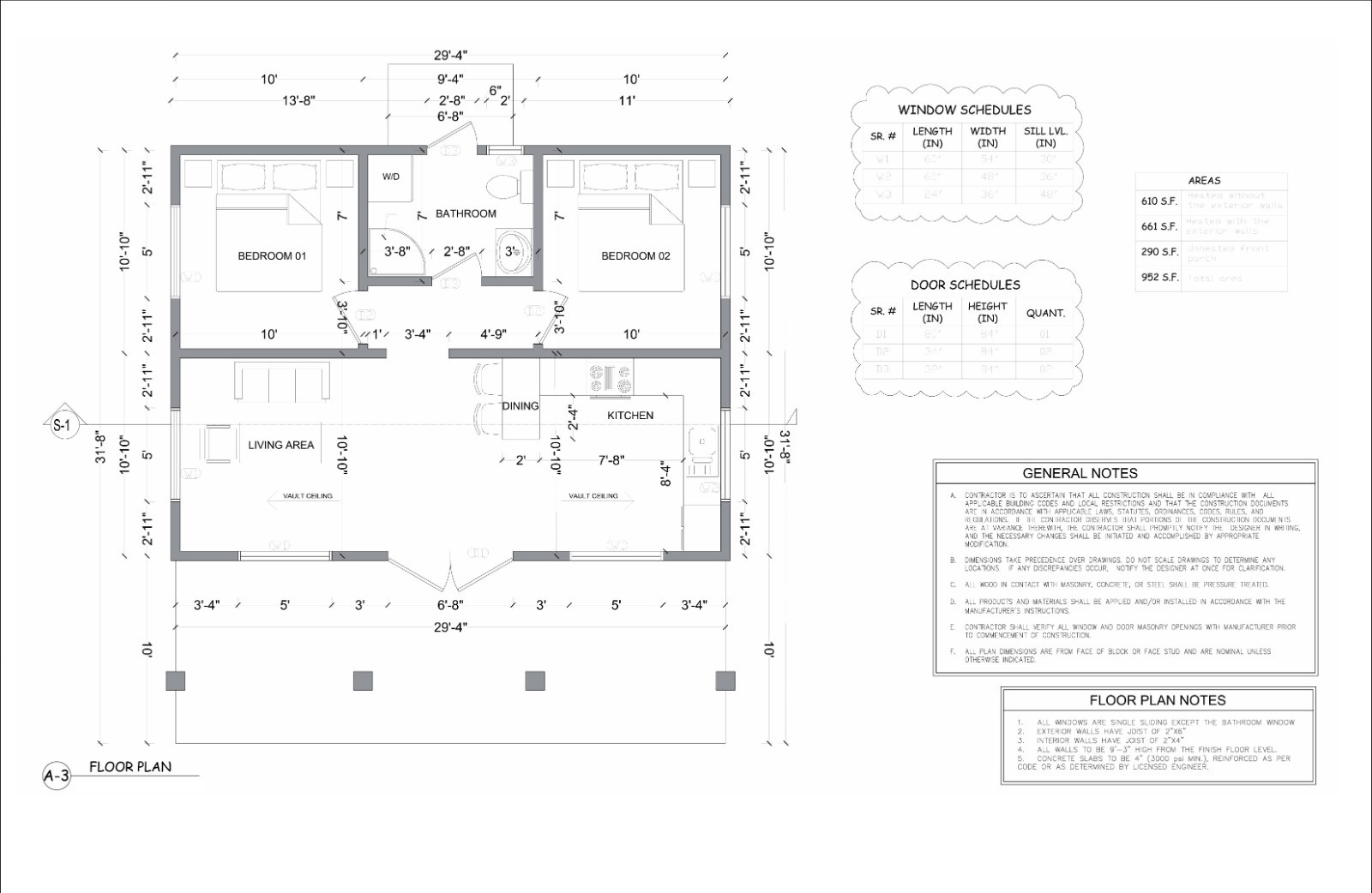952sqft Tiny Cabin Design Blueprints: Featuring 2 Bedrooms, 1 Bathroom