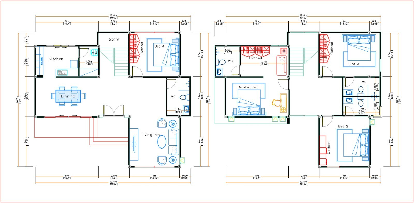 41×35 Feet Small House Plan 12.4×11 Meter 4 Beds 4 Baths Terrace (A4 Hard Copy)