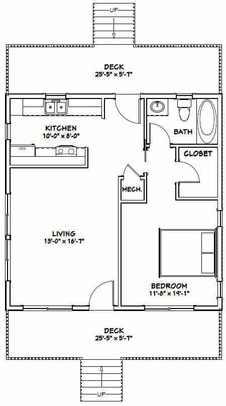 26×26 House — 1 Bedroom 1 Bath — 676 sq ft — PDF Floor Plan 2