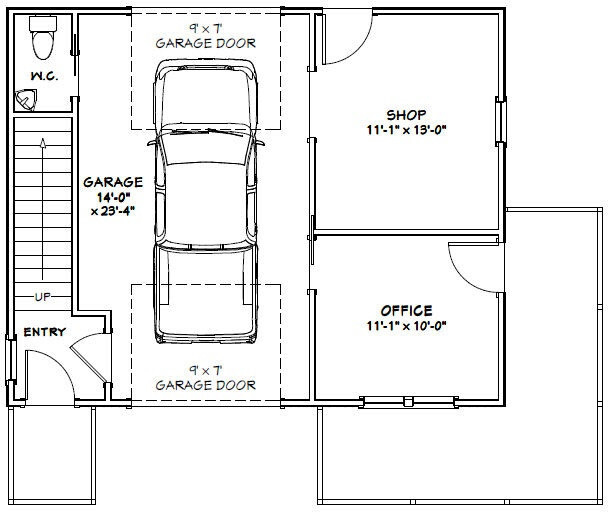 30×24 House — 1 Bedroom 1.5 Bath — 1,029 sq ft — PDF Floor Plan — Model 7