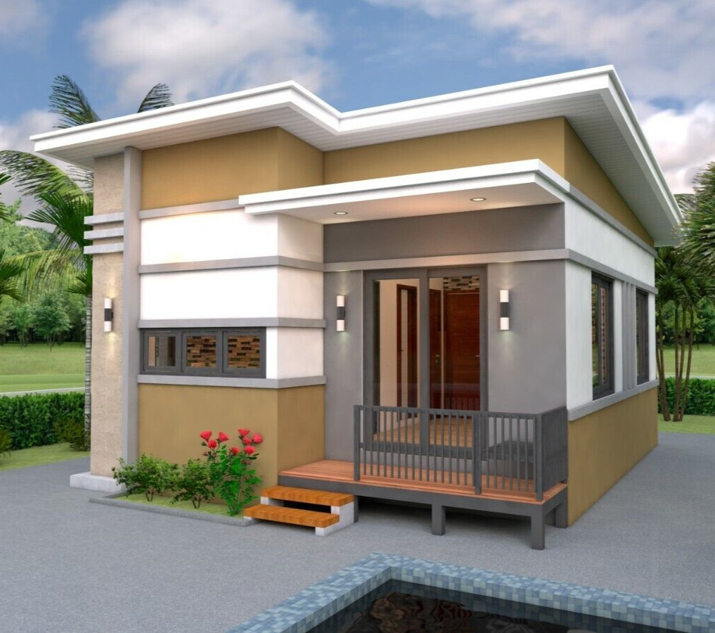 House Design 3d 6×8 Meter 20×26 Feet 2 Bedrooms Shed Roof PDF (A4 Hard Copy)