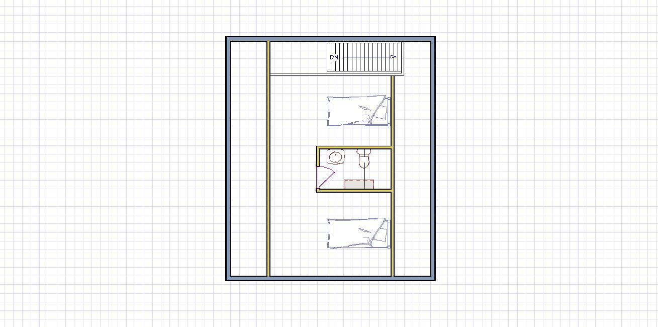 House Plans (1008 sq.ft.) with loft, three bedrooms, front porch, outdoor deck.
