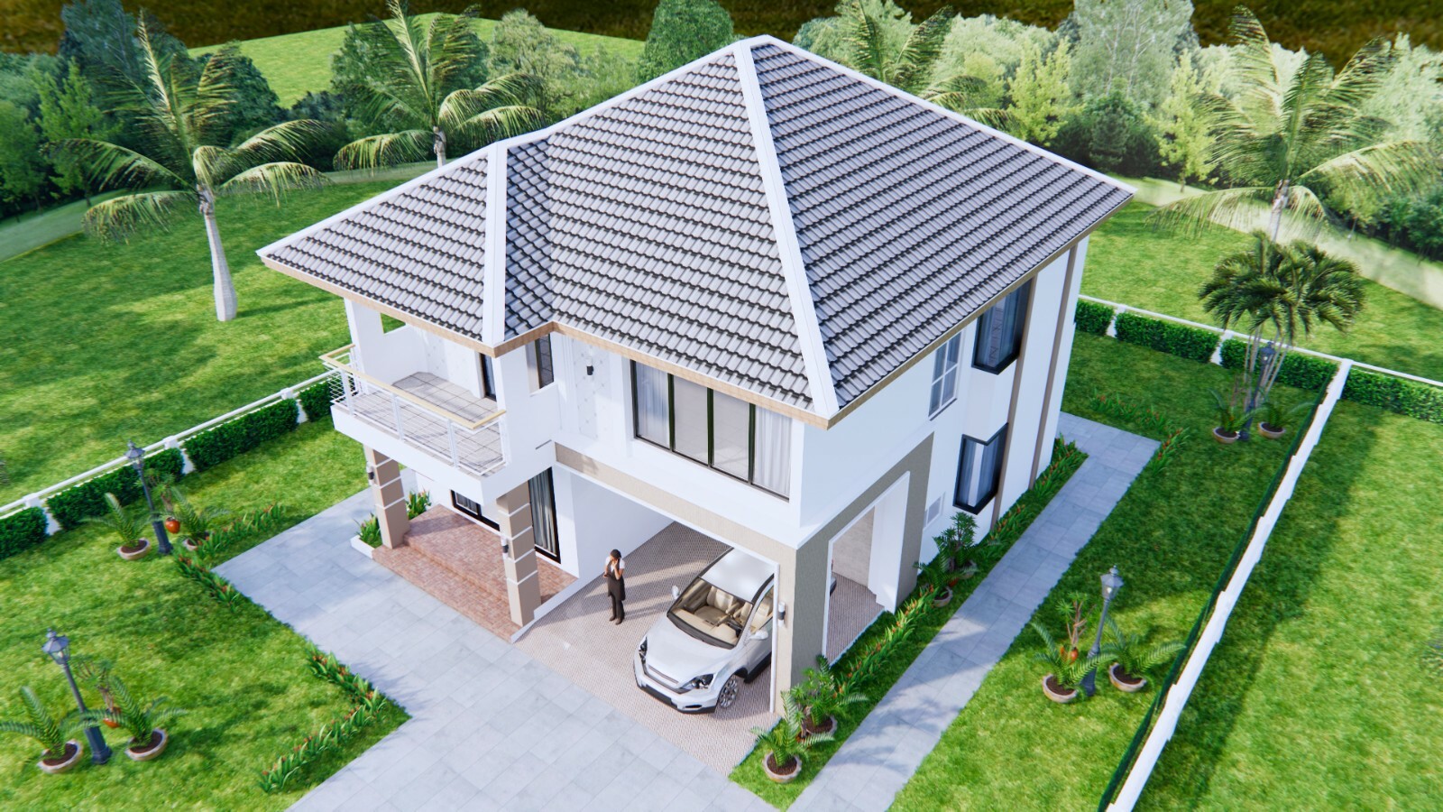 Custom House Plans 30×36 Feet 9×11 Meter 4 Beds 3 Baths Hip Roof (A4 Hard Copy)