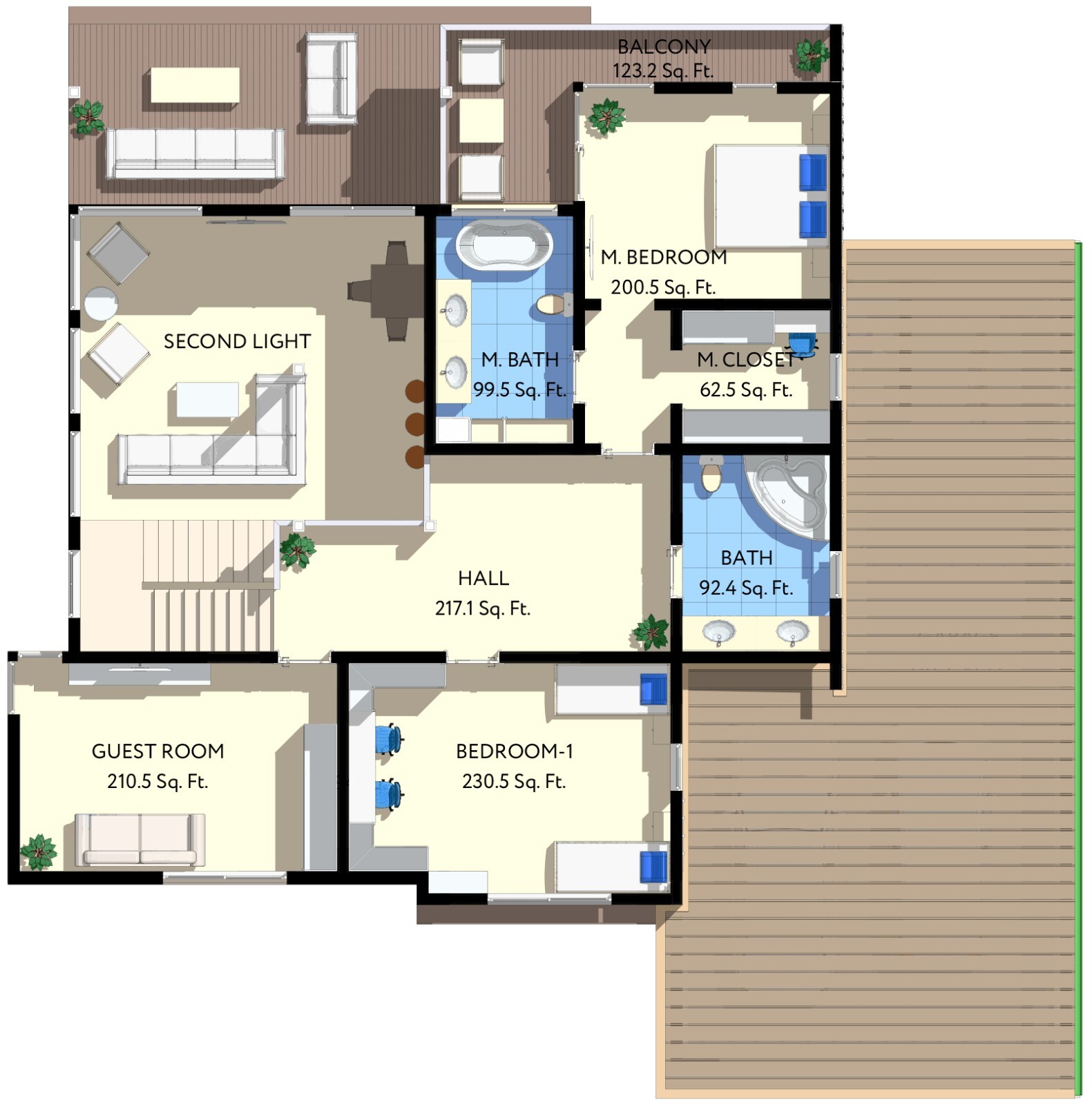 60’x60′ 3 Beds, 3.5 Baths Hi-tech Style Architectural Build Plans PDF.