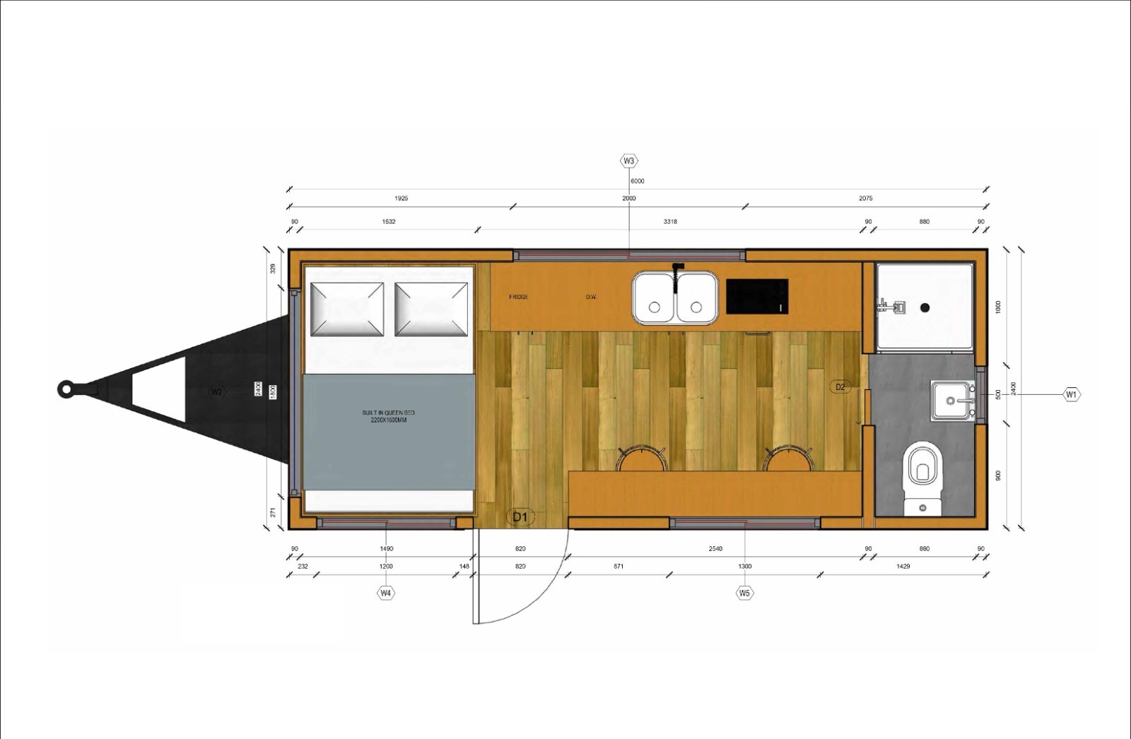 Tiny Home on Wheels Building Plans | 8’x20′ | 160sqft | Detailed Floorplan