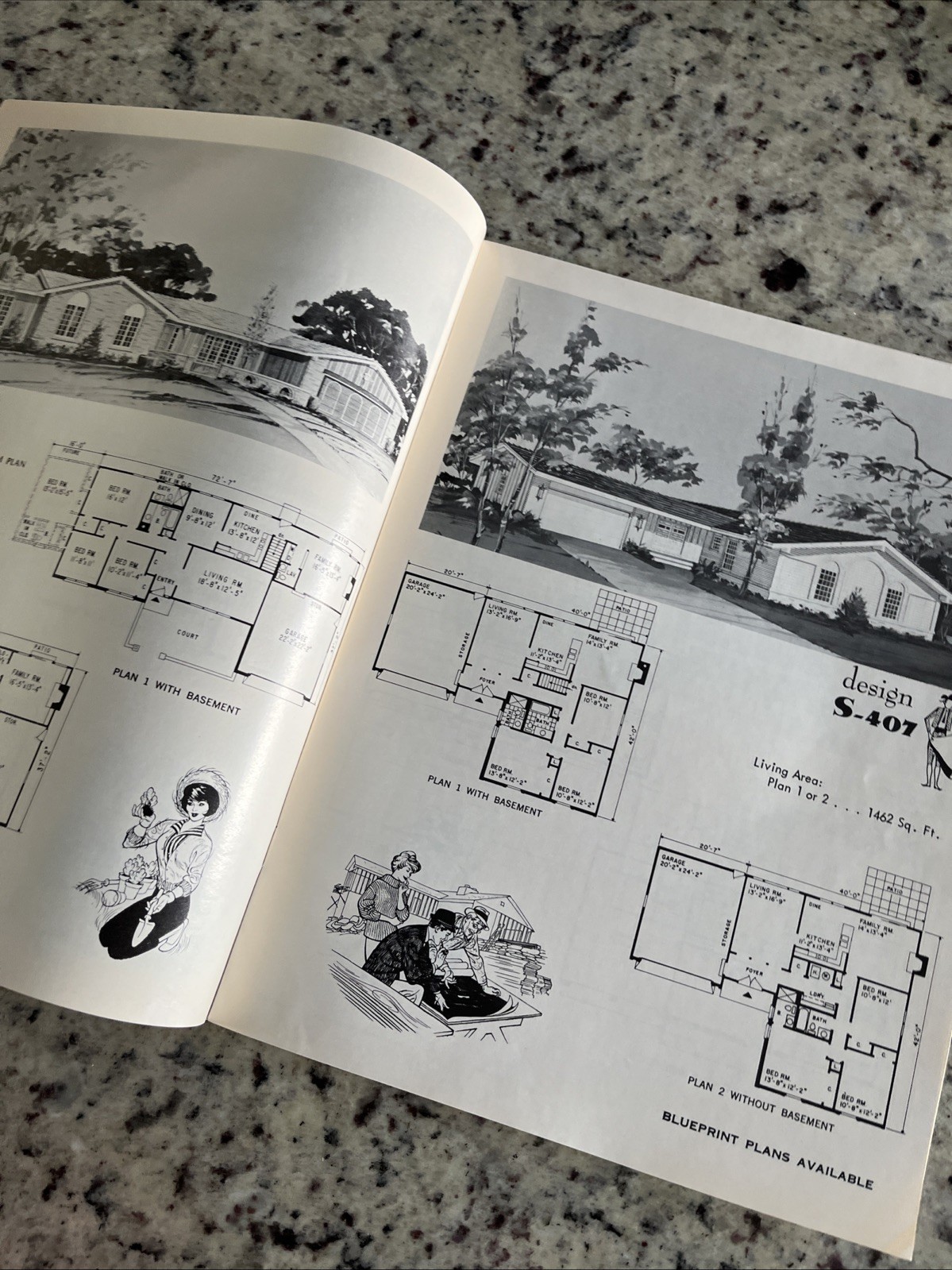 Vintage 1972 MCM Spanish Tudor Home Plans Design Catalog Blueprints Ranch Split