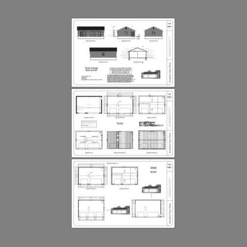 36×24 3-Car Garage — 864 sq ft — PDF Floor Plan — Model 3K