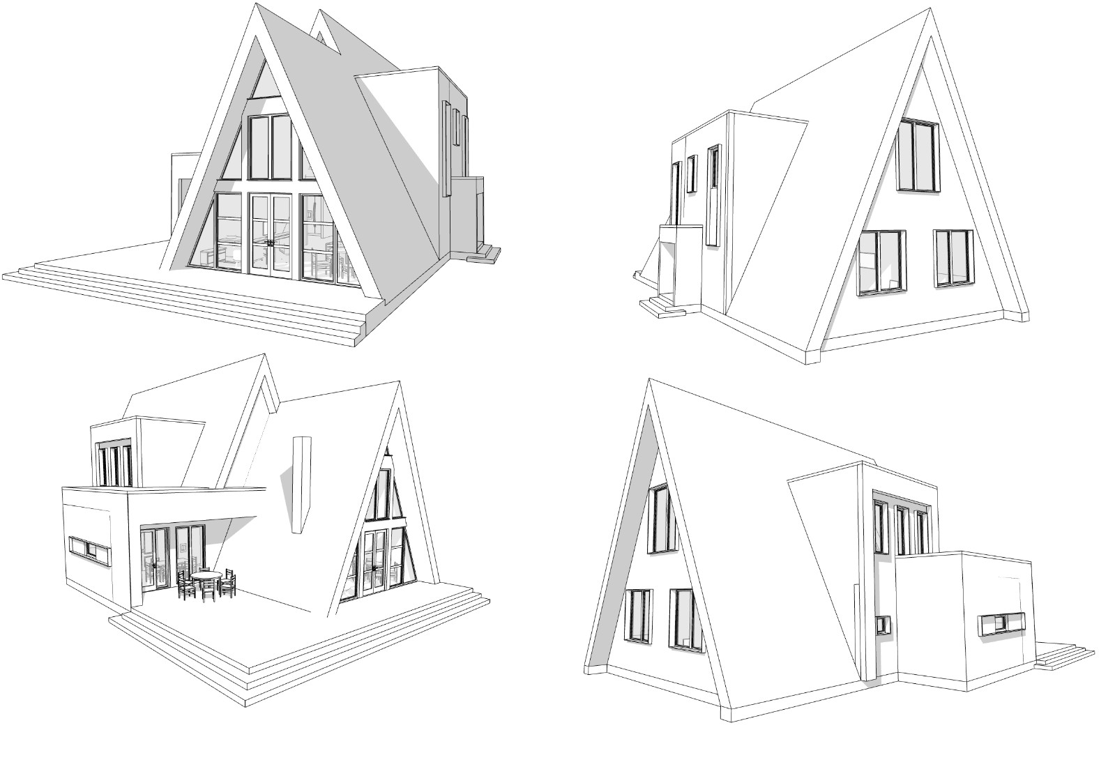 41’x66’ 4 Bedroom, 3 Baths Modern A-Frame Cabin Architecture Plans PDF Download.