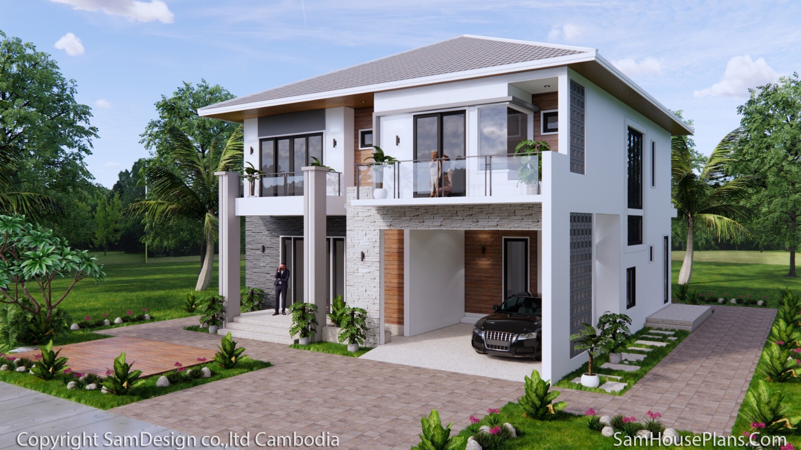 36×40 Feet House Design Plans 11×12 Meter 4 Beds 5 Baths Hip Roof (A4 Hard Copy)
