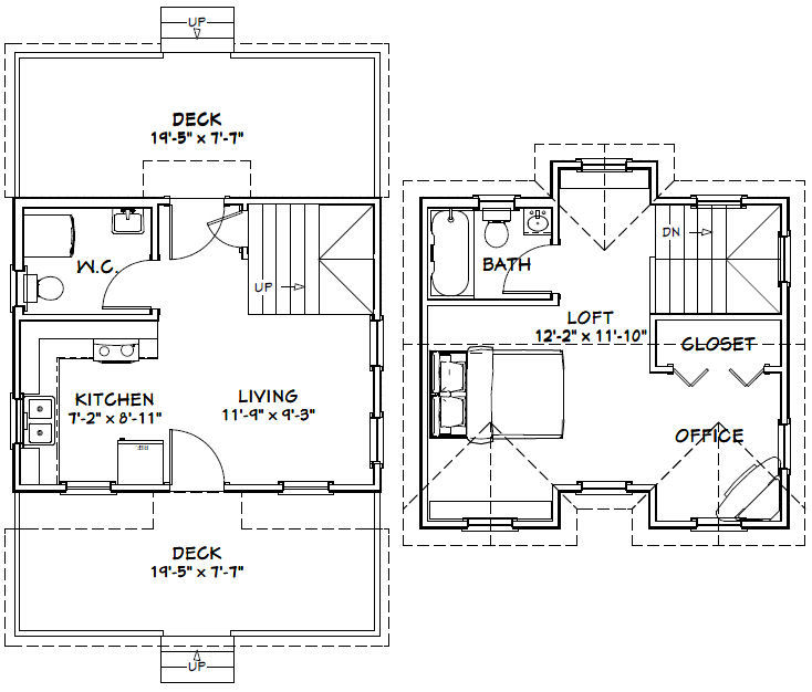 20×16 Tiny House — PDF Floor Plan — 616 sq ft — Model 10