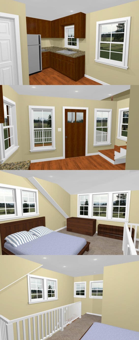 14×14 Tiny House — 399 sq ft — PDF FloorPlan — Model 1C