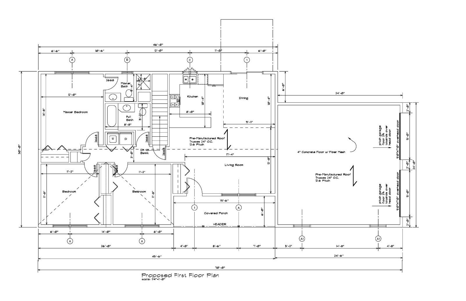 HOUSE PLANS RANCH STYLE PLANS 1350 SF 3BR-2B- 2C RANCH STYLE HOUSE PLANS #1077