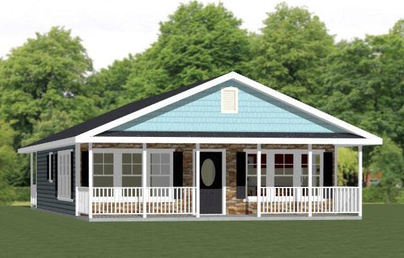 28×36 House — 2 Bedroom 2 Bath — PDF Floor Plan — 1,008 sq ft — Model 1A