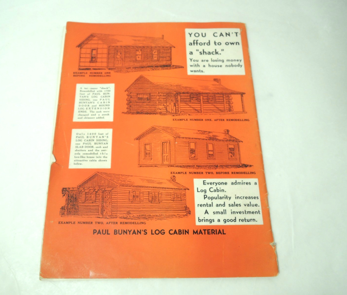Paul Bunyan’s Log Cabin Booklet Red River Lumber 40 pp. 1937 [Acceptable]
