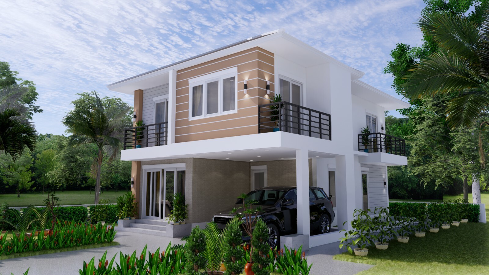 28×36 Feet House Design Plans 8.5×11 Meter 4 Beds 3 Bath Hip Roof (A4 Hard Copy)