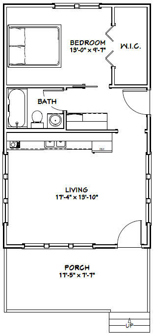 18×30 Tiny House — 540 sq ft — PDF Floor Plan – Model 4A