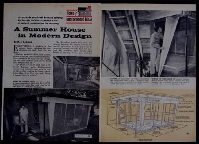 Screen House Modern Eames Era 1961 How-To build PLANS