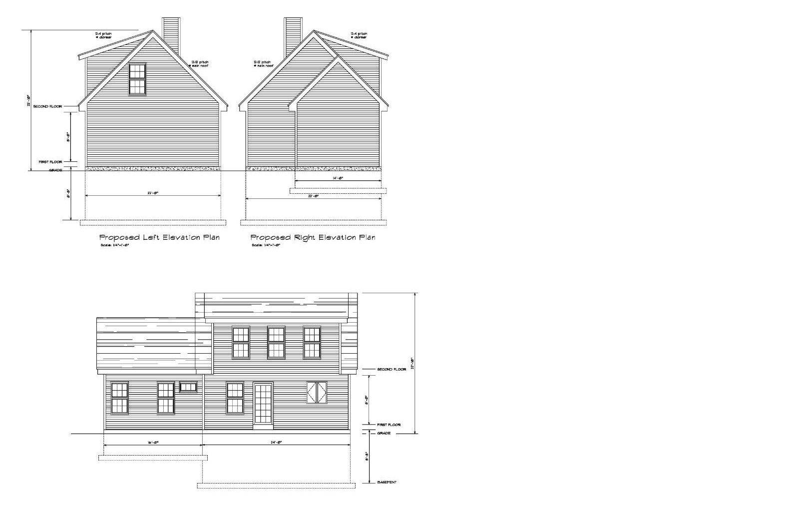 HOUSE PLANS HALF CAPE STYLE PLAN 1100 SF 2BR-2B- 1/2CAPE STYLE HOUSE PLANS #2716