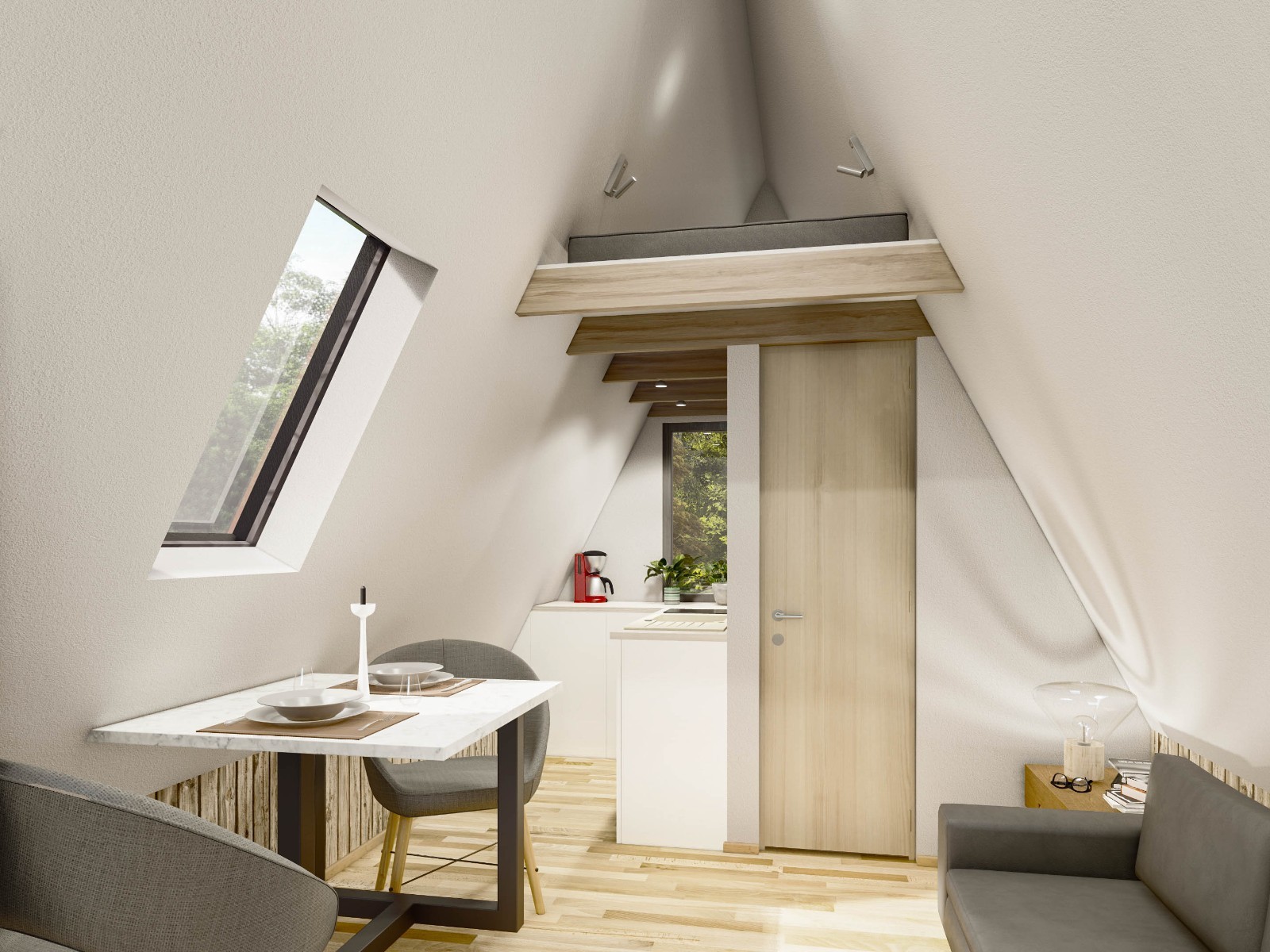 A-Frame Cabin Plans –14×16 Compact Triangle House Design