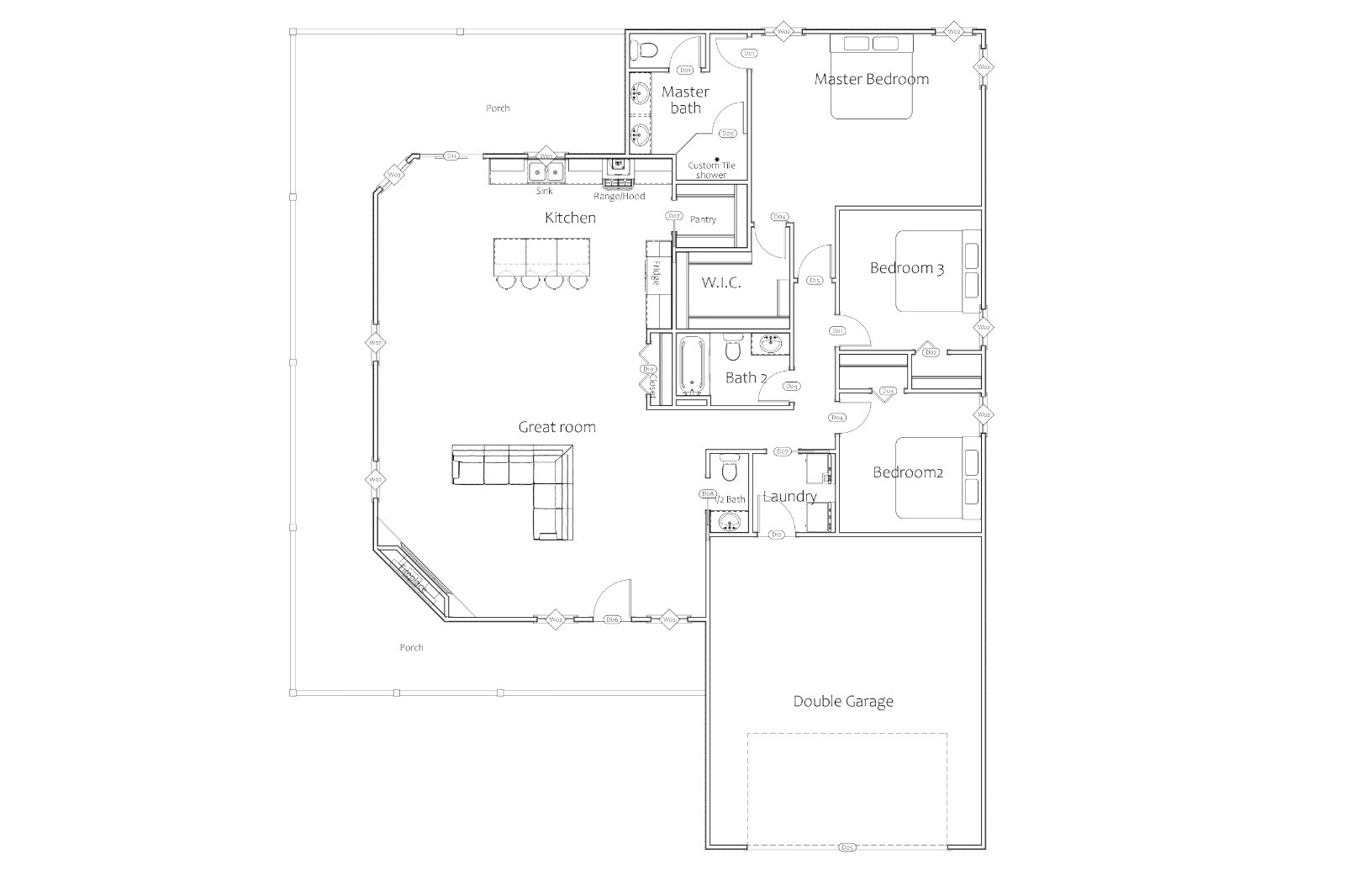1,957 Sqft Modern Ranch Style House 3bed/2.5 bath and 2 car garage