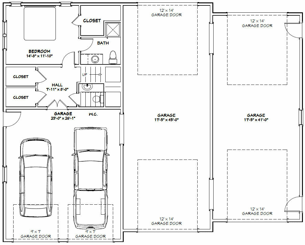60×48 Apartment with 2-Car 2-RV Garage – PDF FloorPlan – 1,604 sqft – Model 1B