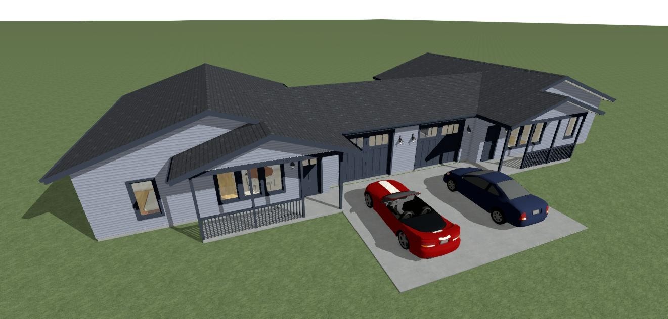 Duplex House Plans 2160 total sq.ft. two bdrms. each side. PDF files available.