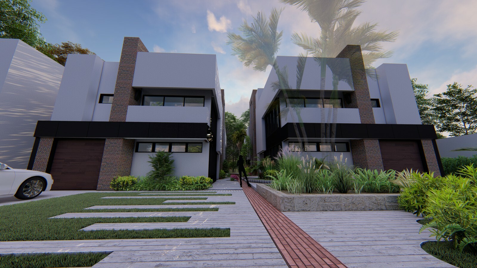 BLUEPRINTS MODERN MULTIFAMILY 3-STORY DUPLEX HOME PLAN ARCHUP #109