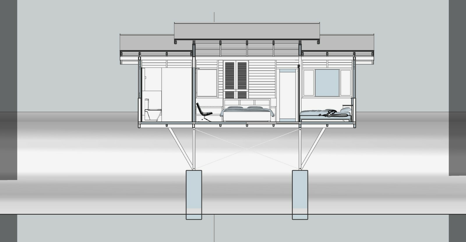 Modern Cabin House Plan 3D images DWG CAD File And PDF For Blueprint Plans