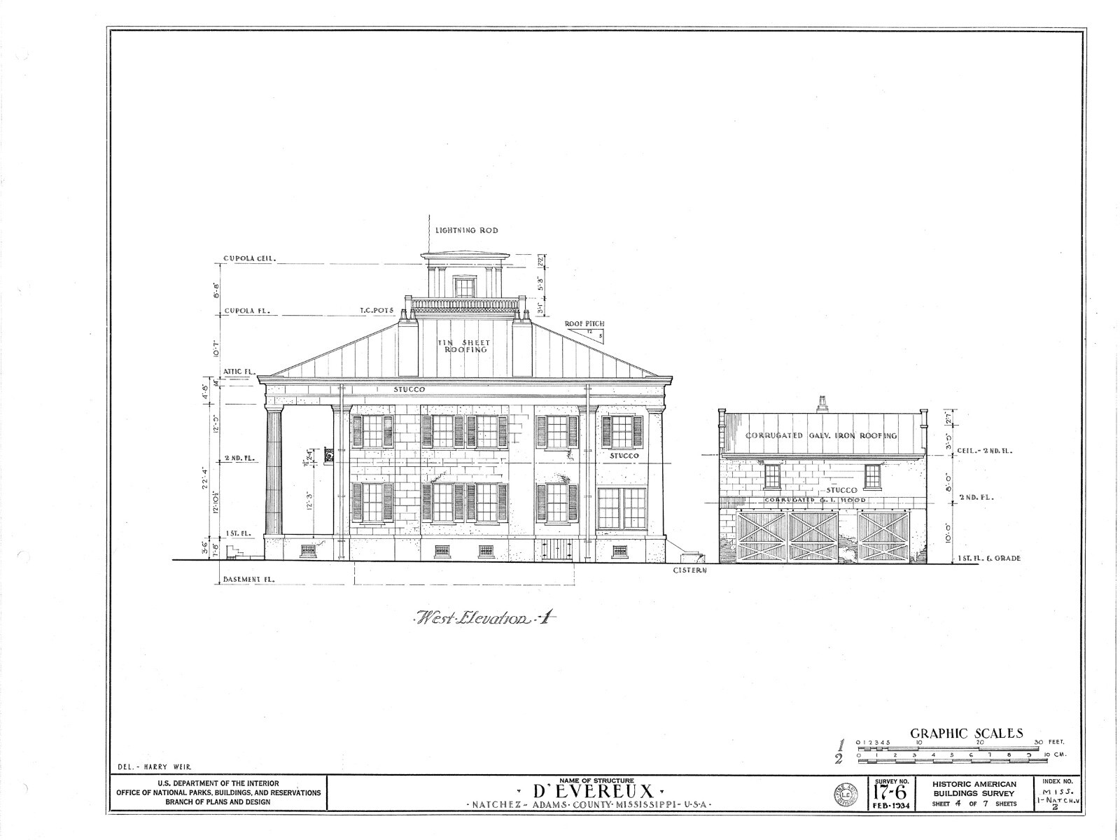 d’Evereux, a Southern Style Plantation House, printed architectural house plans