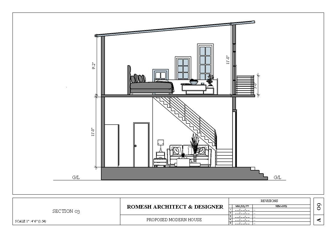 2 Story Modern House Plan with Blueprint PDF, DWG & 3D Design- 630sqft (No 08)