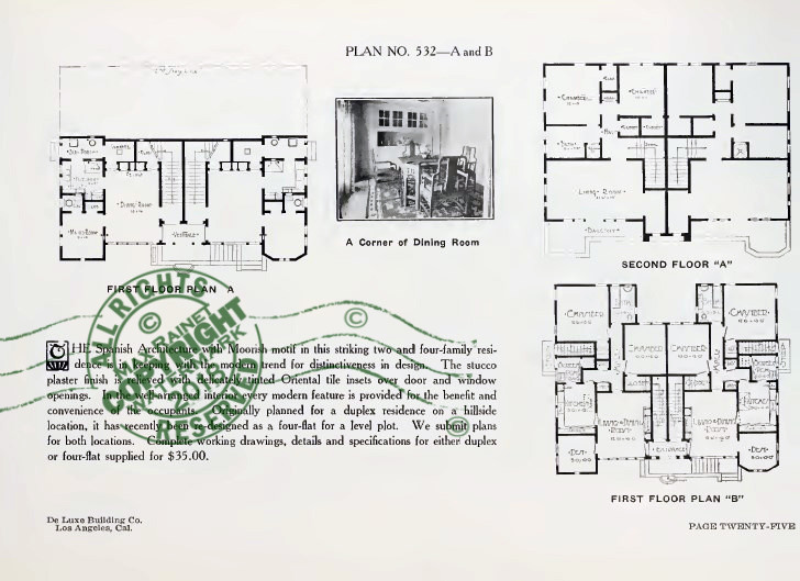 De Luxe (1924) Flats + Duplex homes CATALOG Apartments Architect Design + Plans