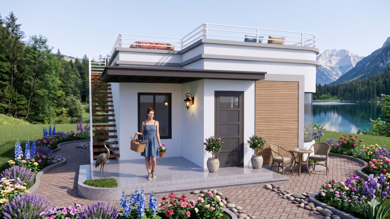 20×23 Feet Small House 6×7 Meter 2 Bed 1 Bath Terrace Roof PDF, Cad&A4 Hard Copy