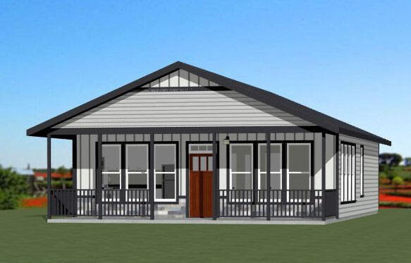 28×36 House — 3 Bedroom 1 Bath — 1,008 sq ft — PDF Floor Plan — Model 1J