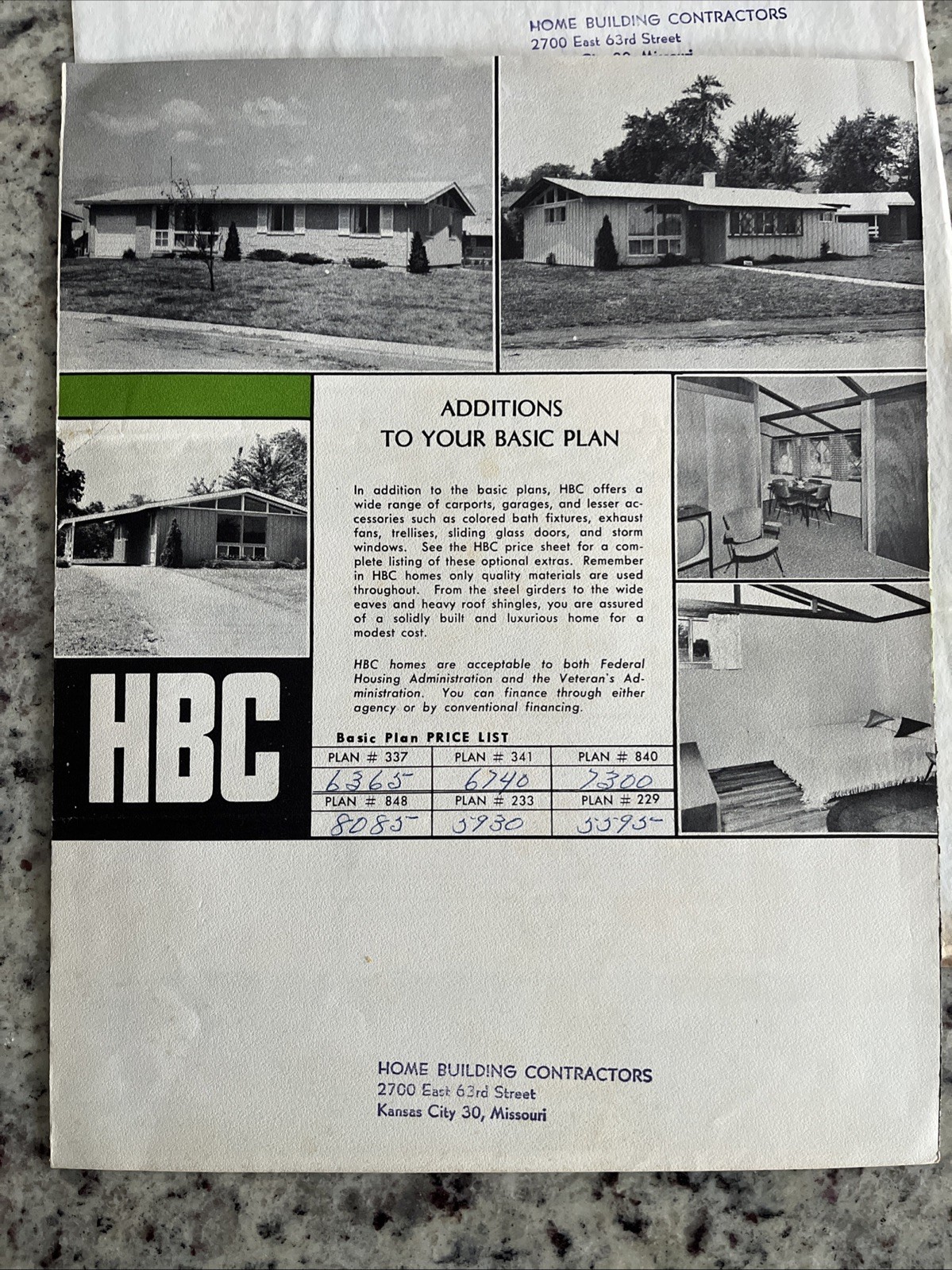 Vintage 1959 Luxury MCM Home Plan Catalog Prices Home Building Contractors KC MO