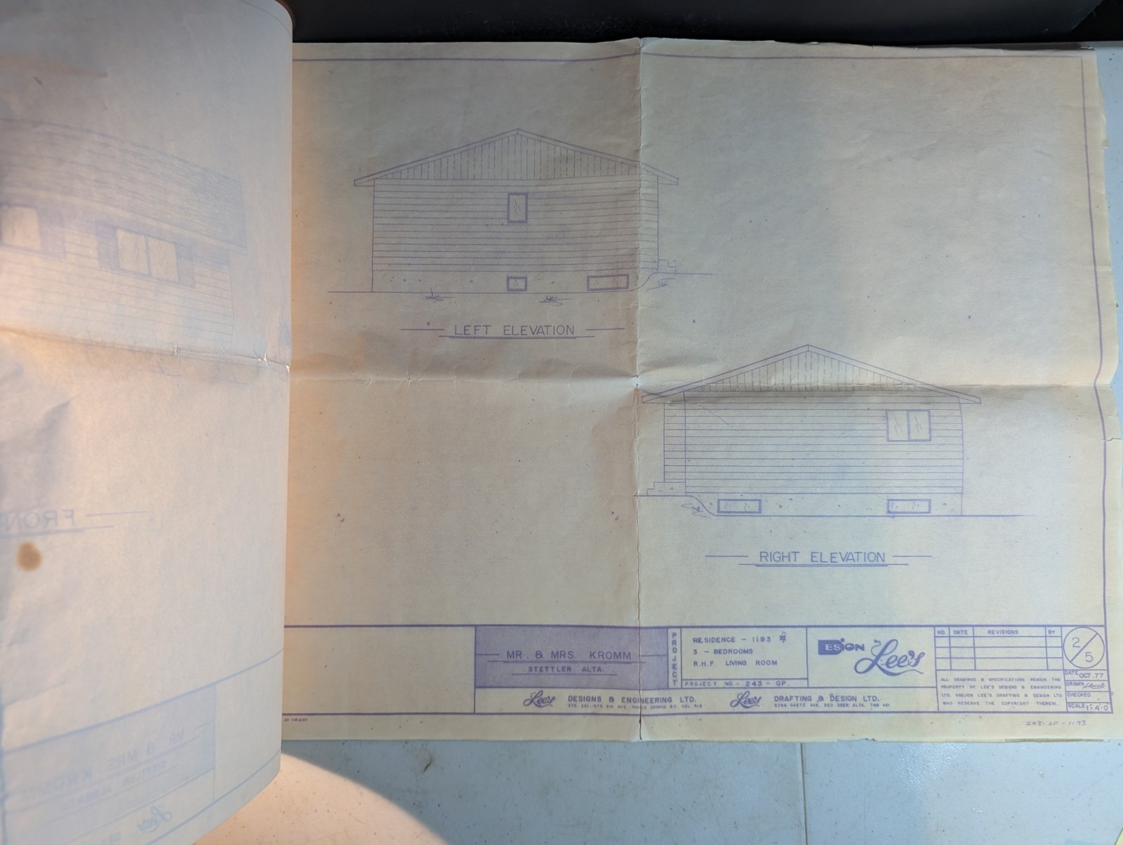 Vintage Mid Century Modern House Plan Blueprints 1977 Architecture Three Bedroom