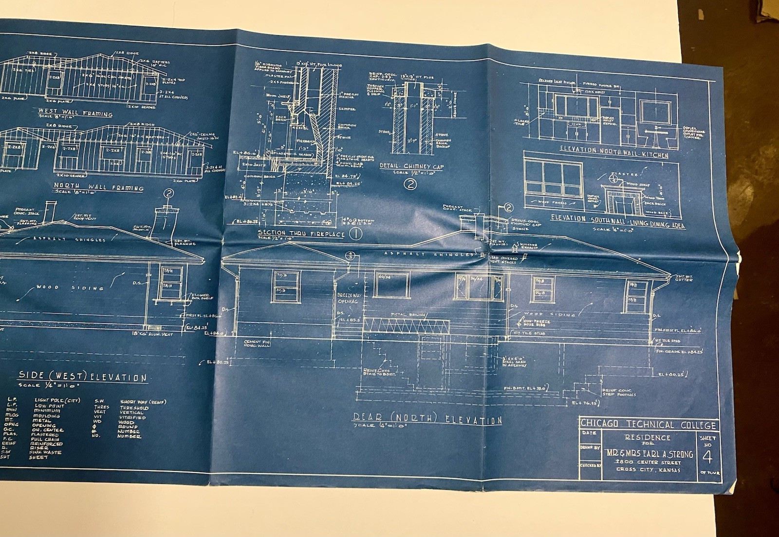 Lot Of 2 1950s-1960s Blueprints Mid century Modern Home + Two Flat Apt Building