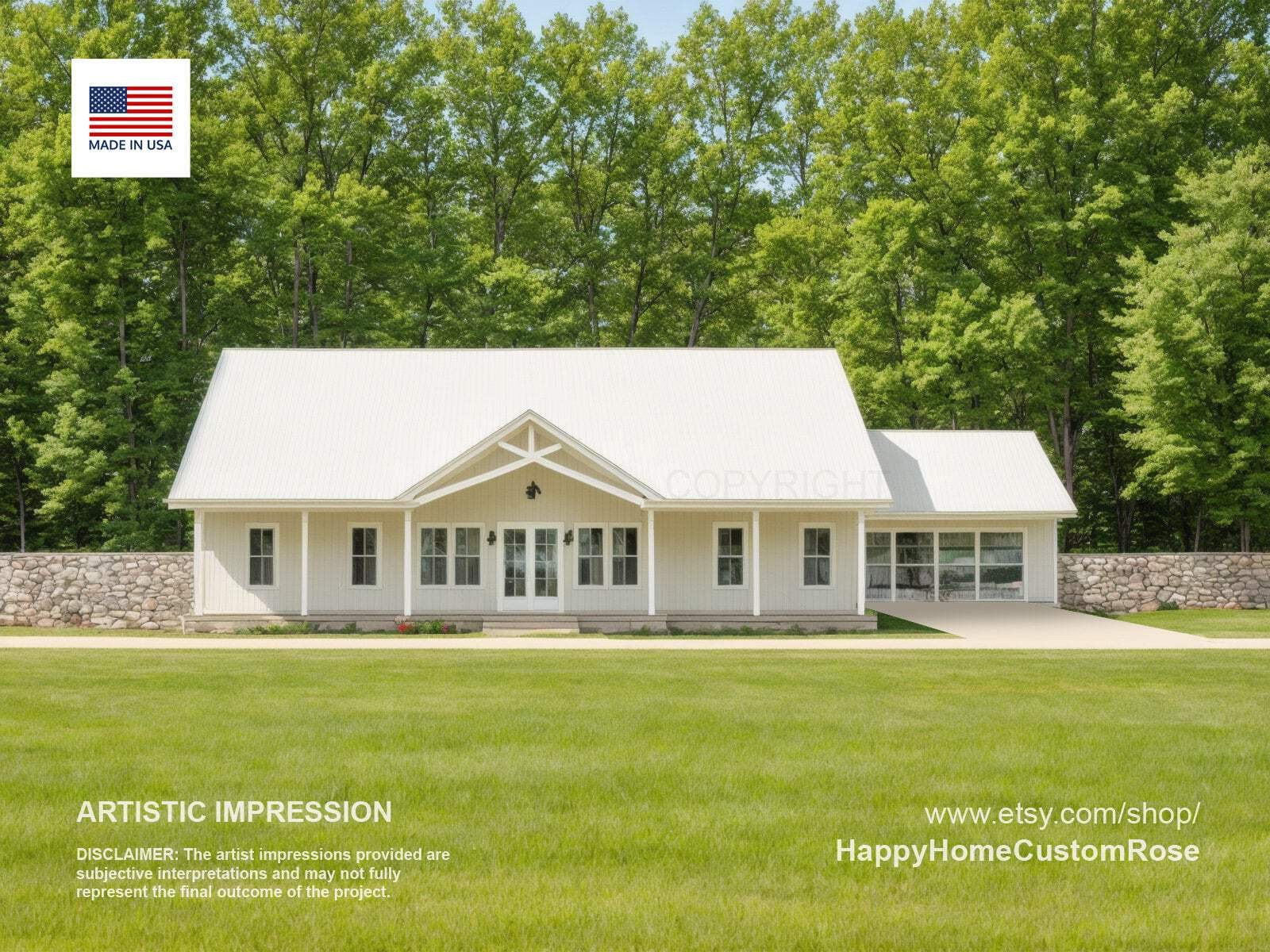 Farmhouse Barndominium – 40′ x 60′ House Plan Design – 3 Bed 2 Bath – Drawings B